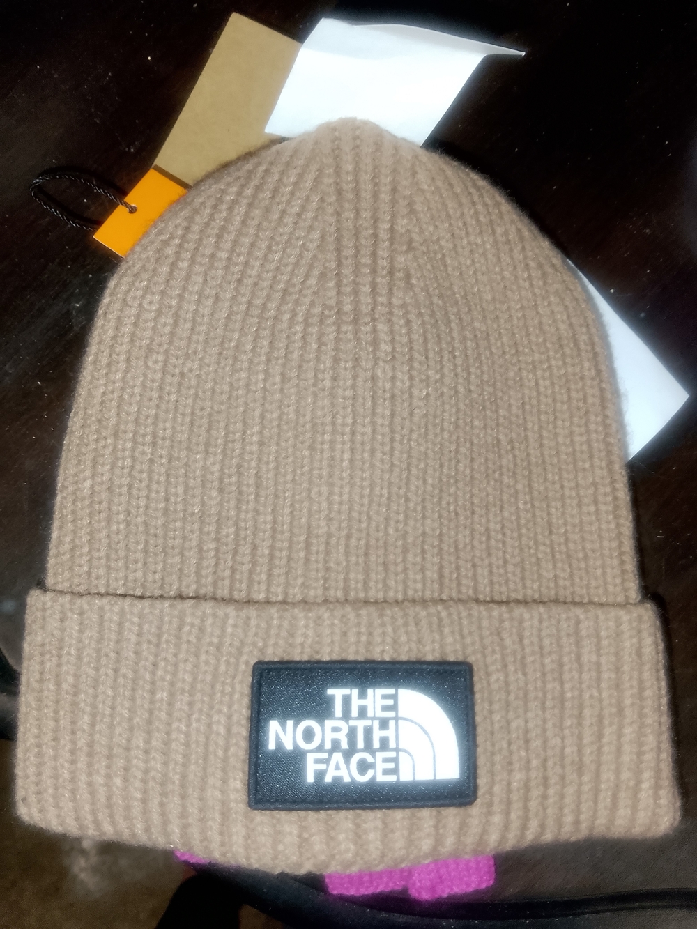 The North Face TNF Logo Box Cuffed Beanie Brown